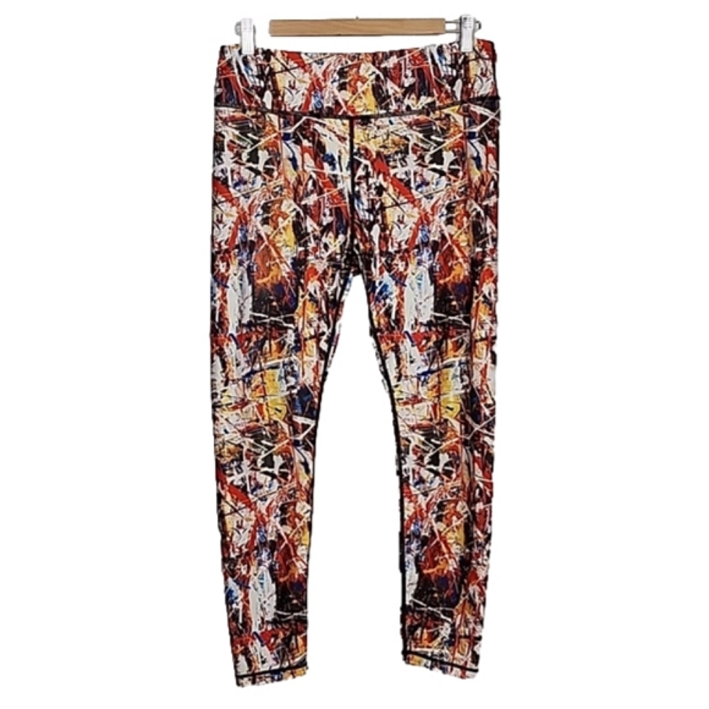 Chelsey Jerome Women's Multi Colour Print Leggings High Rise Size Large